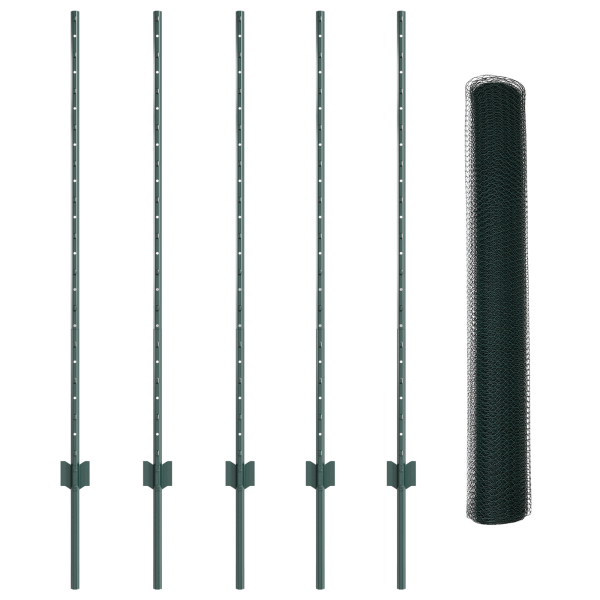 Postes de Cerca 5 pcs U-Channel Verde 120 cm Aço M 4