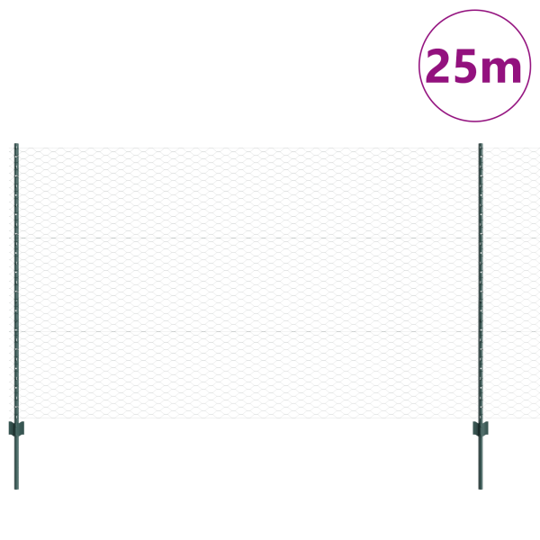Postes de Cerca  5 pcs U-Channel Verde 140 cm Acero. Cerca Hexagonal  Verde 1.4x10 m Acero M 3