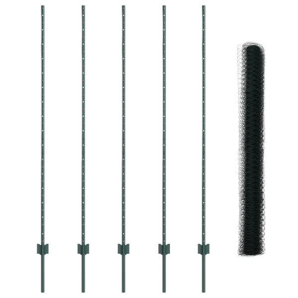 Postes para Cerca  5 pcs U-Channel Verde 150 cm Aço M 4