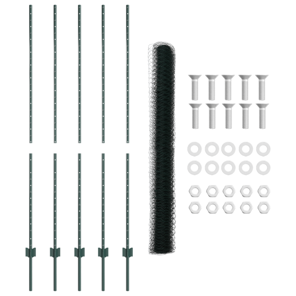 Postes para Cerca  5 pcs U-Channel Verde 150 cm Aço M 5