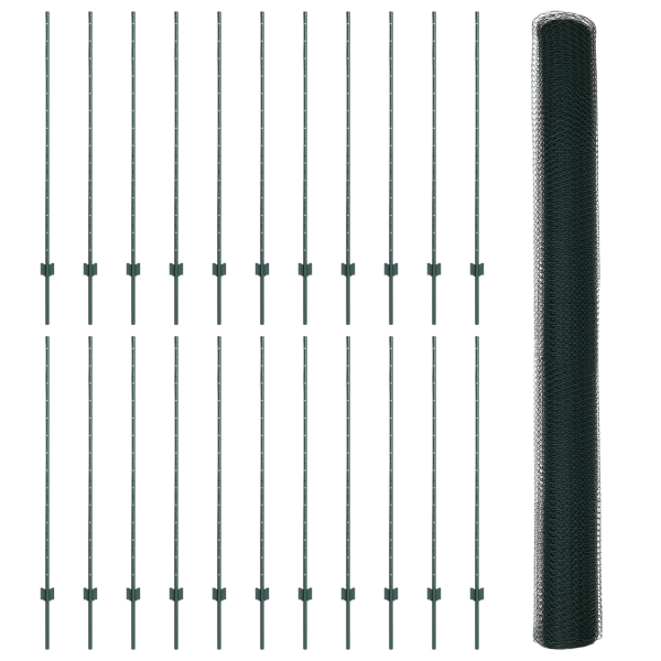 Postes para Cerca  11 pcs U-Channel Verde 140 cm Aço M 4