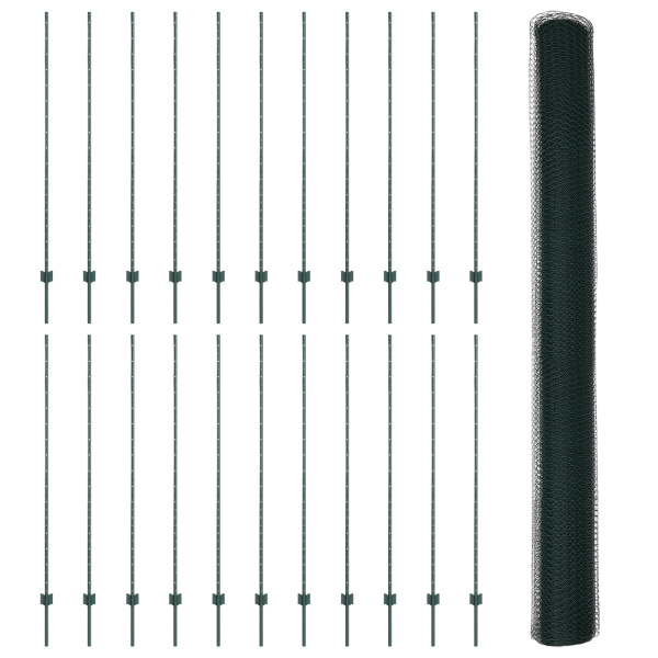 Postes de Cerca  11 pcs U-Channel Verde 160 cm Aço M 4