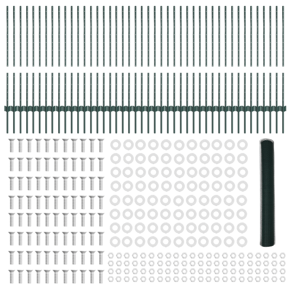 Postes de Cerca  11 pcs U-Channel Verde 100 cm Aço M 5