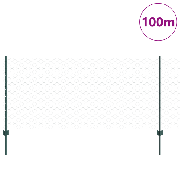 Postes de Cerca  11 pcs Canal U Verde 100 cm Aço M 3