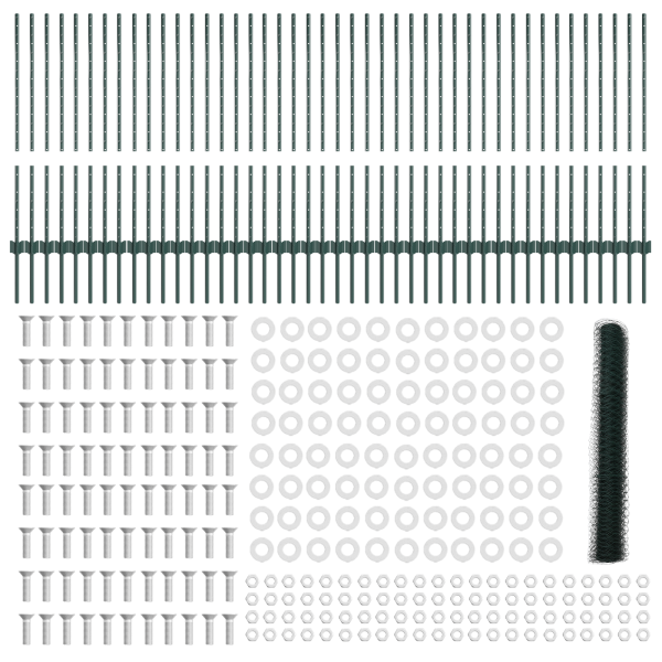 Postes de Cerca  11 pcs Canal U Verde 100 cm Aço M 5