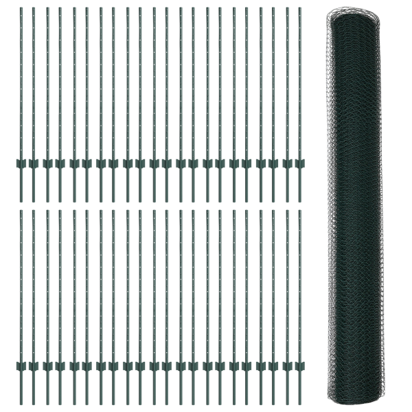 Postes de Cerca  11 pcs U-Channel Verde 120 cm Aço M 4