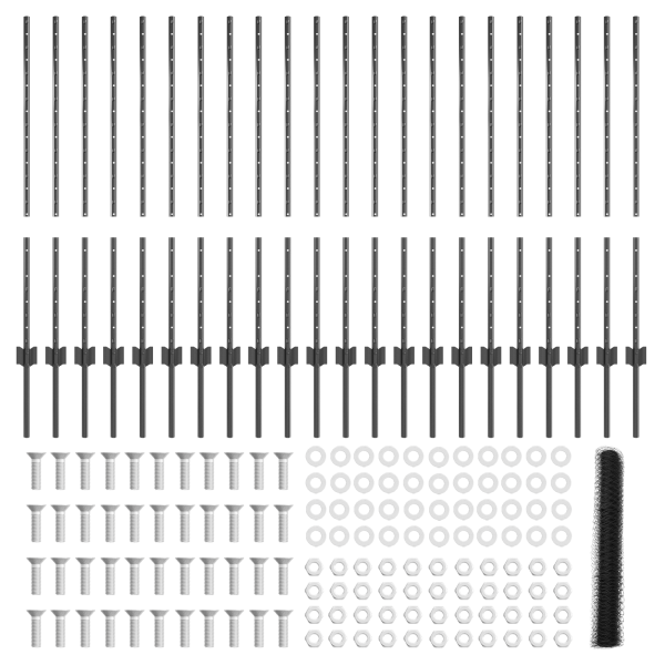 Postes de Cerca 22 pcs U-Channel Gris 100 cm Acero.  Cerca Hexagonal Gris 1x50 m Acero M 5