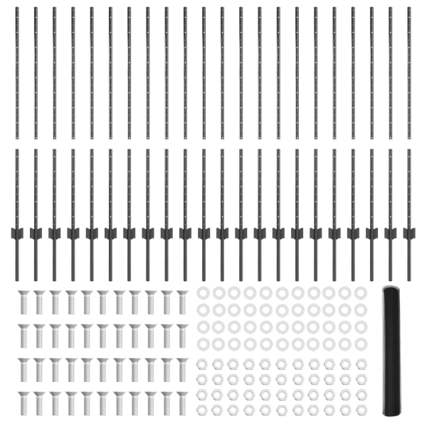 Postes de Cerca  22 pcs U-Channel Gris 120 cm Acero. Cerca Hexagonal  Gris 1.2x50 m Acero M 5