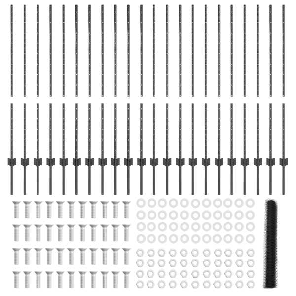 Poste de Valla 22 pcs U-Canal Gris 120 cm Acero.  Valla Hexagonal Gris 1.2 x 50 m Acero M 5