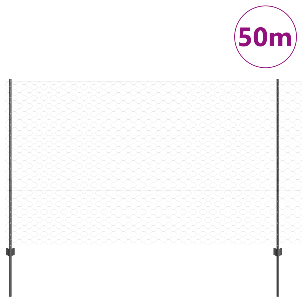 Postes de Cerca  22 piezas U-Channel Gris 150 cm Acero. Cerca Hexagonal  Gris 1.5x50 m Acero M 3