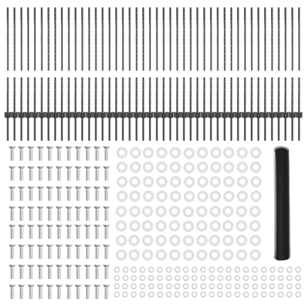 Poste de Valla 22 pcs U-Channel Gris 100 cm Acero.  Valla Hexagonal Gris 1x100 m Acero M 5