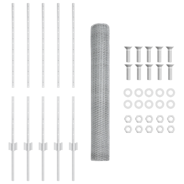 Postes de Cerca  10 pcs U-Channel 100 cm Aço Galvanizado M 5