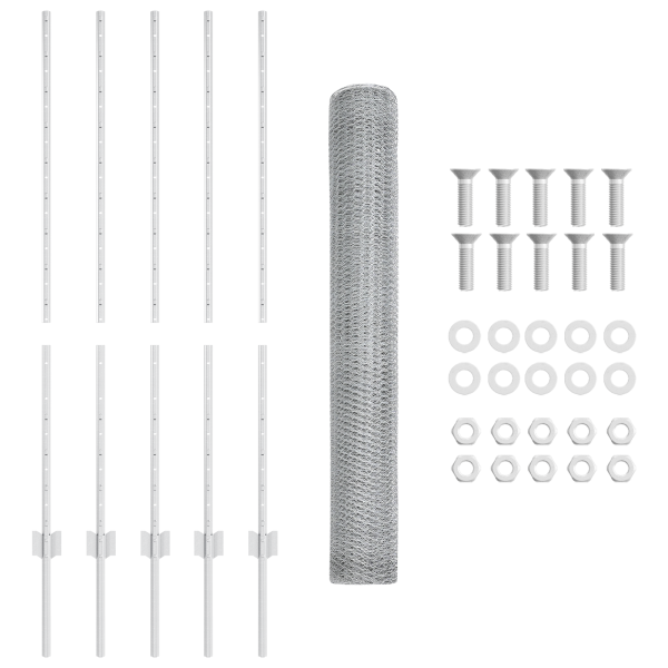 VidaXL postes de cerca 10 pcs U-Channel 120 cm acero galvanizado. VidaXL cerca hexagonal 1.2x10 m acero galvanizado M 5