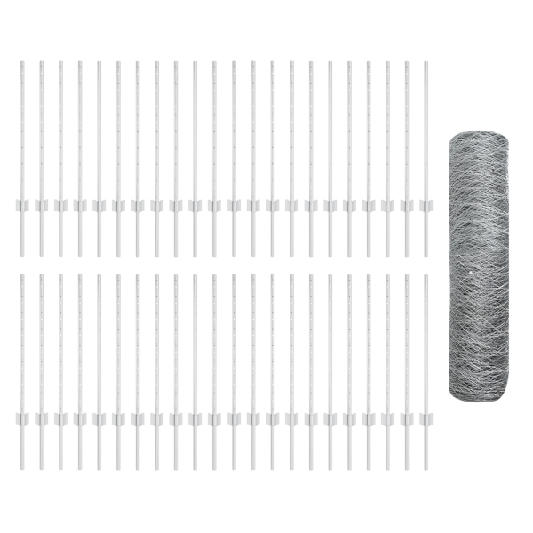 Postes de Valla  11 pcs U-Channel 80 cm Acero Galvanizado. Valla Hexagonal  0.8x100 m Acero Galvanizado M 4