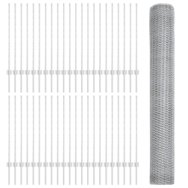 Posts de Cerca  22 pcs U-Channel 100 cm Acero Galvanizado. Cerca Hexagonal  1x100 m Acero Galvanizado M 4