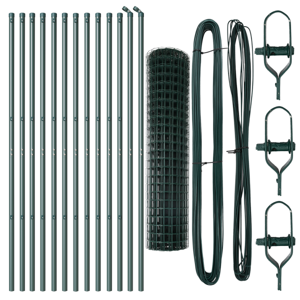 Cerca Euro com 13 postes 1.2x25 m Aço galvanizado Verde M 4