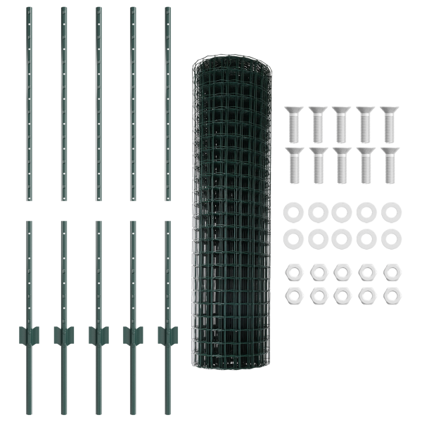 Cerca Euro  con 5 postes U Verde 1x10 m Acero M 5