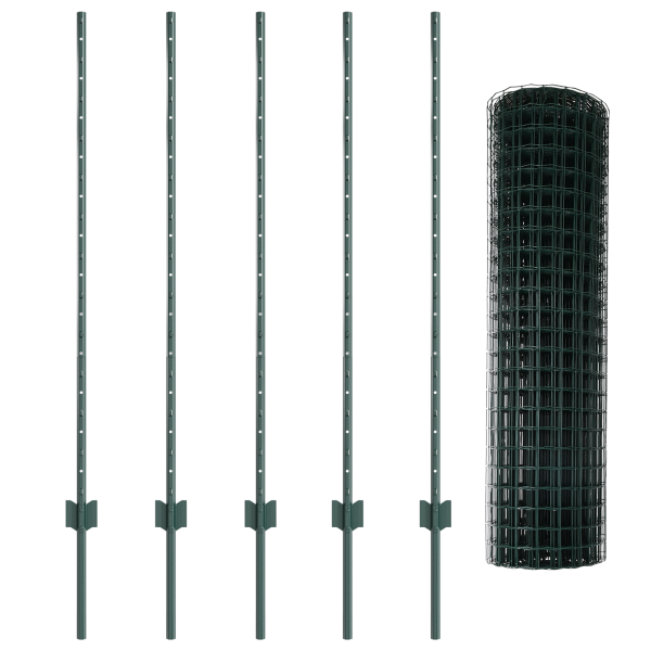 Cerca Euro de  con 5 Postes en U Verde 1.2x10 m Acero M 4