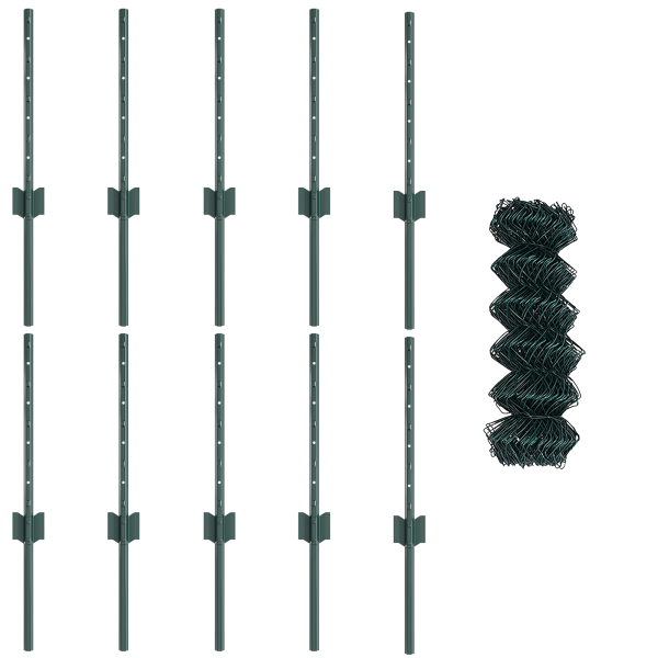 Cerca de Cadeia com 10 Postes U Verde 0.4x10 m Aço M 4