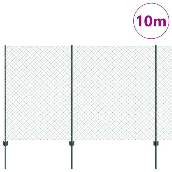 Cerca de Cadena  con 10 postes U Verde 1.5x10 m Acero M 3