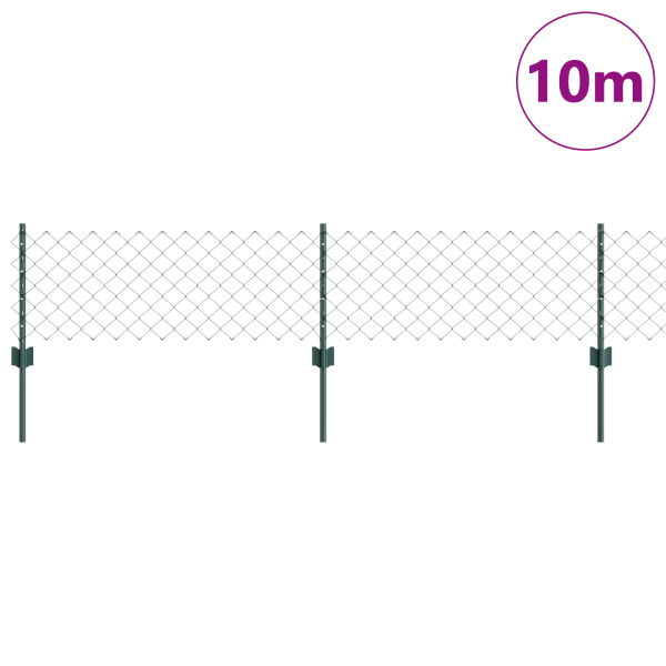 Cerca de Eslabones de Cadena  con 10 postes verdes 0.4x10 m de acero M 3