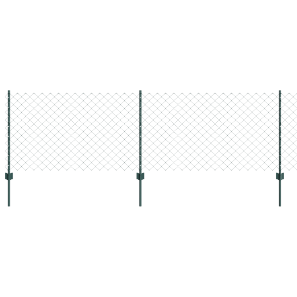 Cerca de Malla de Cadena  con 10 Postes en U Verde 0.8x10 m Acero M 2
