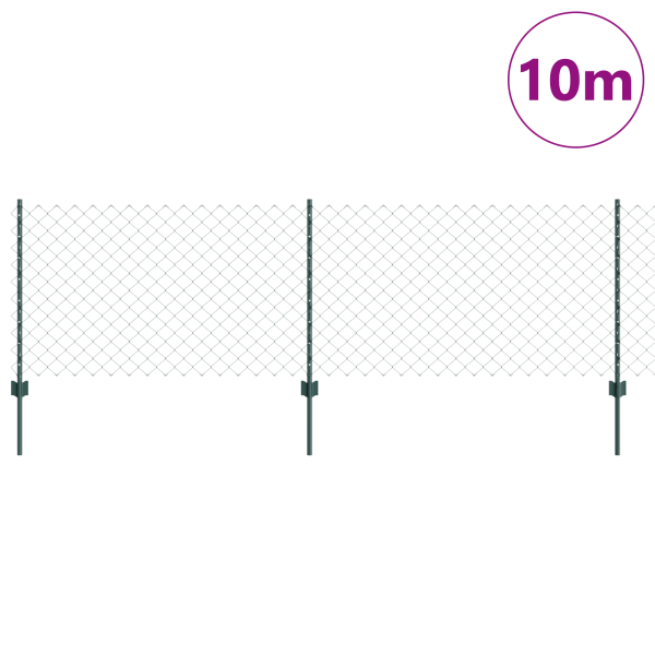 Cerca de Cadeia com 10 Postes em U Verde 0.8x10 m Aço M 3