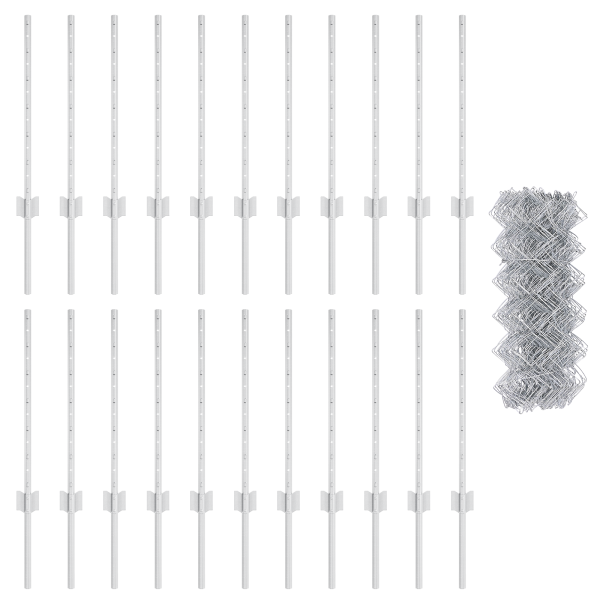 Cerca de Malla  con 22 postes U Plateada 0.6x25 m Acero M 4