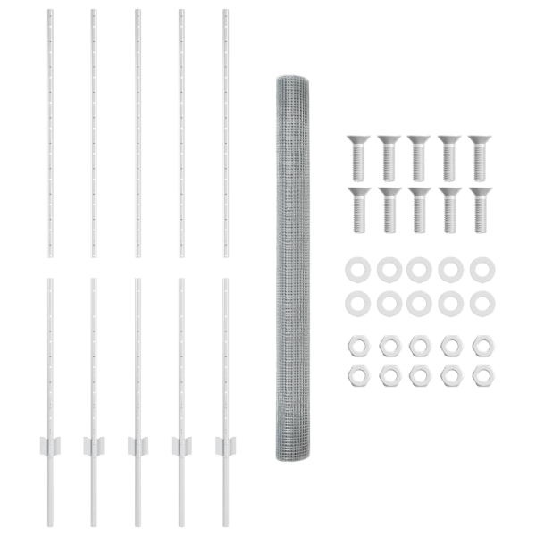 Cerca de Alambre Soldado con 10 Postes en Plateado 1.4x10 m Acero M 5