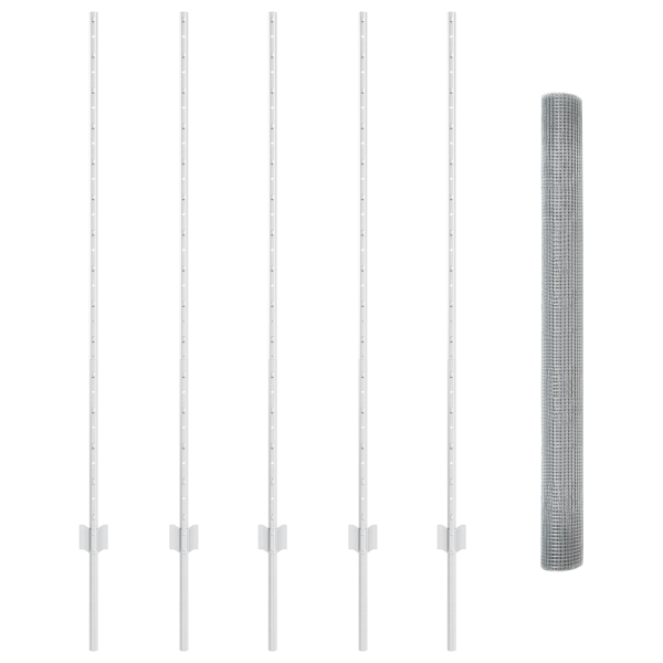 Cerca de Alambre Soldado  con 10 Postes U Plateados 1.4x10 m Acero M 4