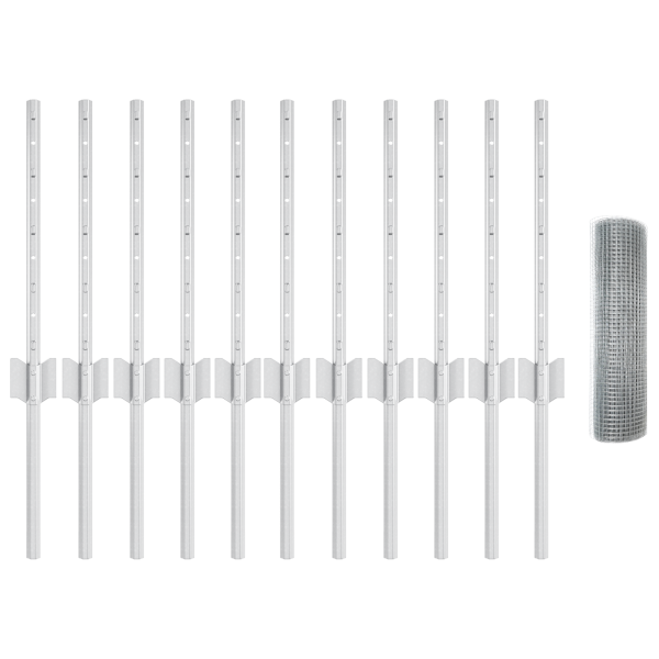 Cerca de Fio Soldado com 11 Postes U Prateados 0.4x25 m Aço M 4