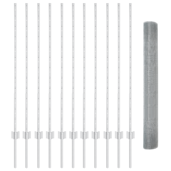 Cerca de Arame Soldado com 22 Postes U Prateados 1.2x25 m de Aço M 4