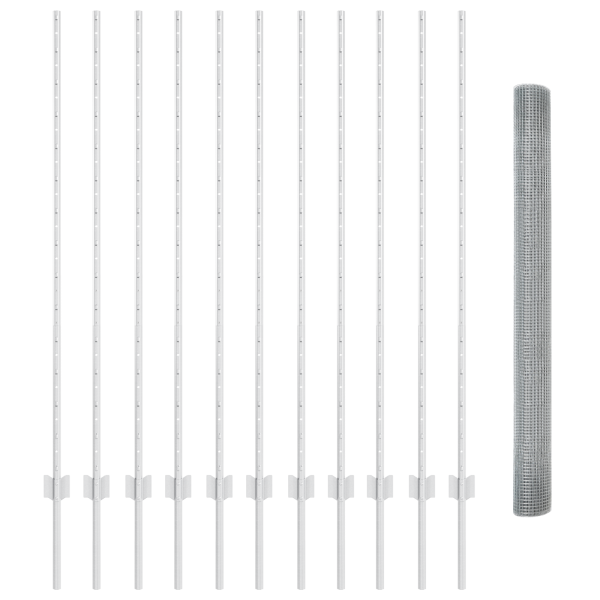 Cerca de Fio Soldado com 22 Postes U Prata 1.4x25 m Aço M 4