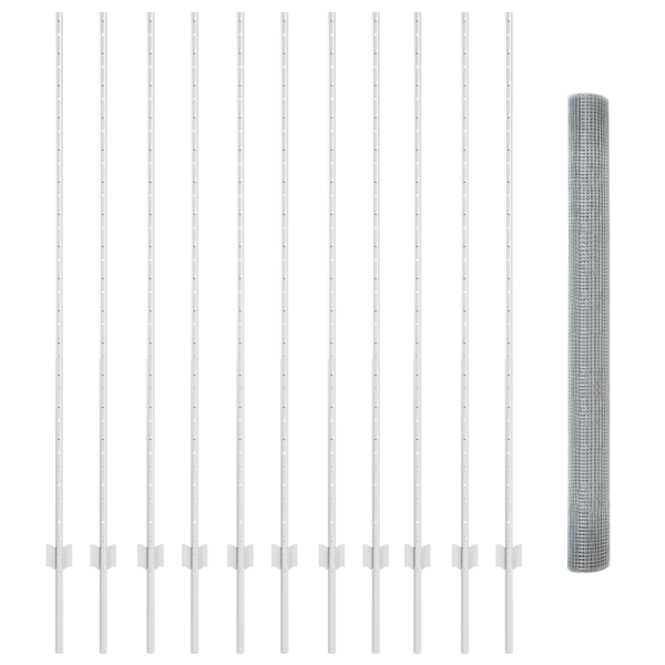 Cerca de Alambre Soldado  con 22 Postes U Plata 1.6x25 m Acero M 4