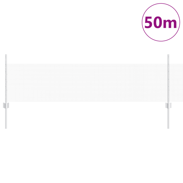 Valla de Alambre Soldado con 22 Postes Plateados 0.5x50 m de Acero M 3