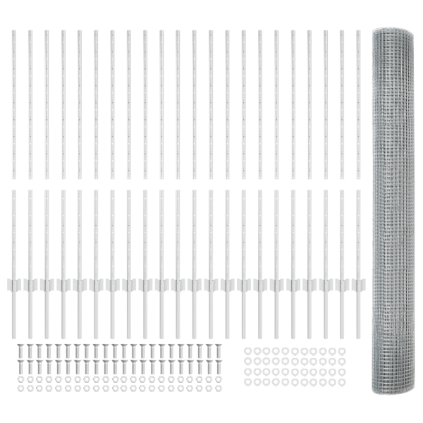 Cerca de Alambre Soldado  con 44 Posts en U Plata 1.2x50 m Acero M 4