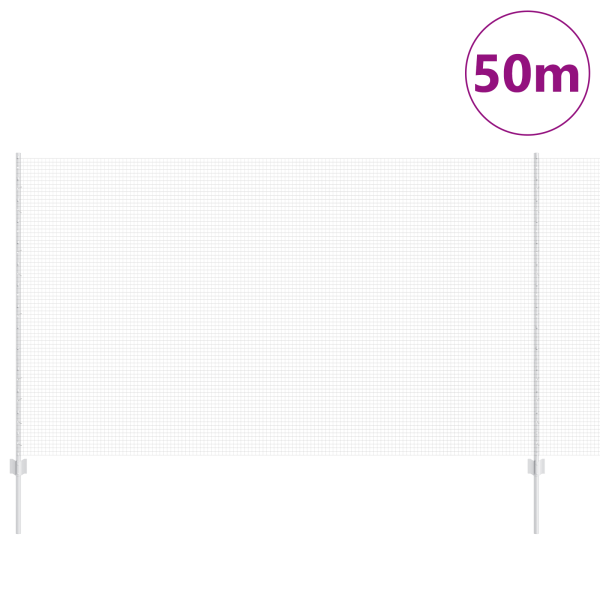Cerca de Alambre Soldado  con 44 postes en U Plateado 1.4x50 m de Acero M 3