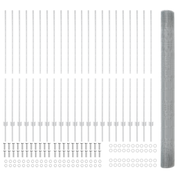 Cerca de Arame Soldado com 44 Postes U Prata 1.5x50 m Aço M 5