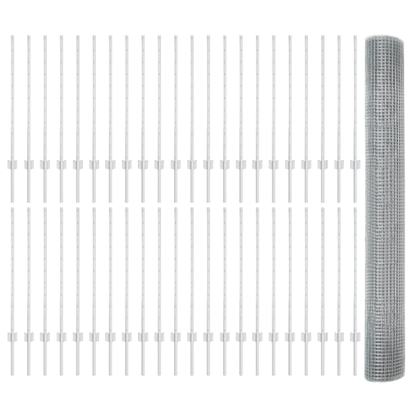 Valla de Alambre Soldado con 88 U Posts Plateada 1x100 m Acero M 4