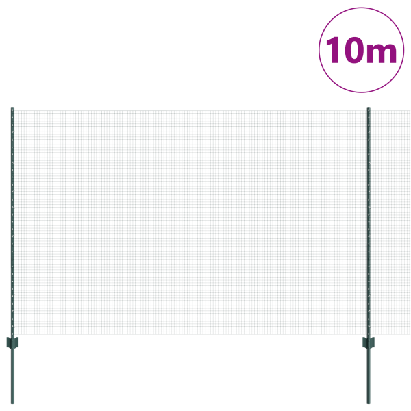 Valla de Alambre Soldado  con 5 Postes U Verde 1.6x10 m de Acero M 3