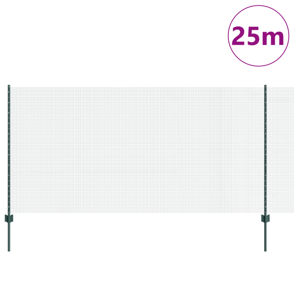 Cerca Soldada  con 11 Postes en U Verde 1.2x25 m de Acero M 3