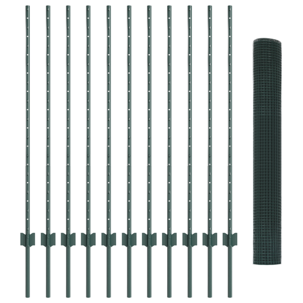 Cerca de Arame Soldado com 11 Posts U Verde 1.2x25 m Aço M 4