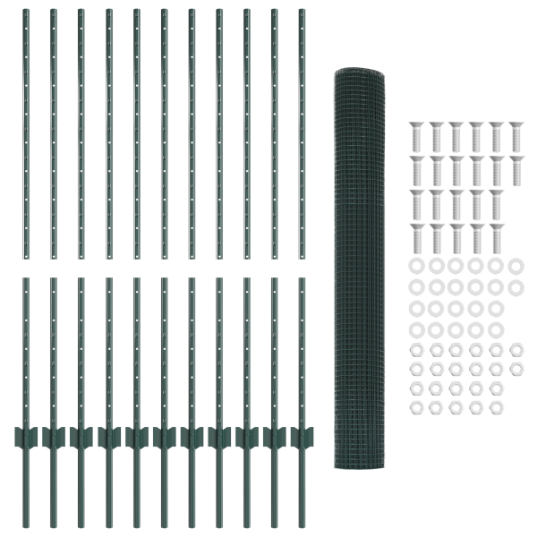 Cerca Soldada  con 11 Postes en U Verde 1.2x25 m de Acero M 5