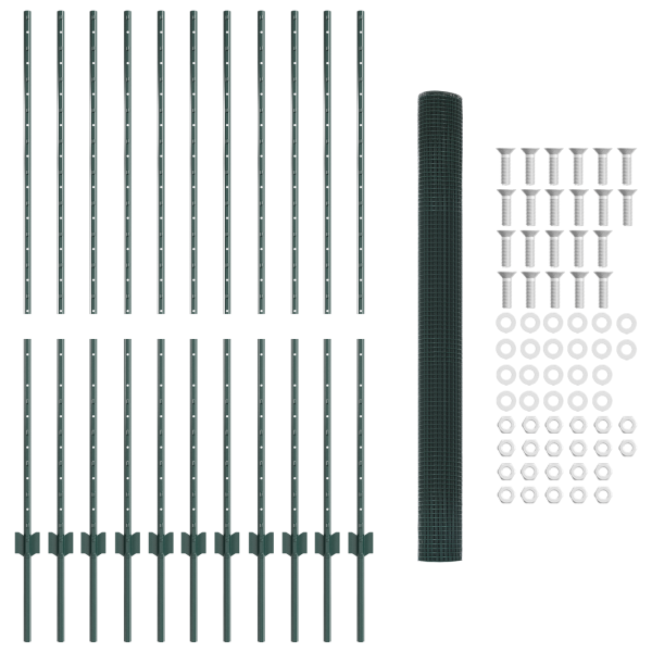 Cerca de Arame Soldado com 11 Postes em U Verde 1.4x25 m Aço M 5