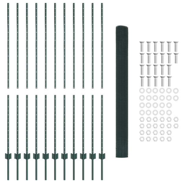 Conjunto de Cerca de Jardim Conjunto de 2 Verde Metal 25 x 1.5 m M 5