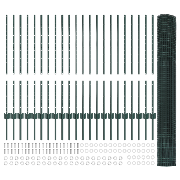 Cancela de Alambre Soldado  con 22 postes en U Verde 1x50 m Acero M 5