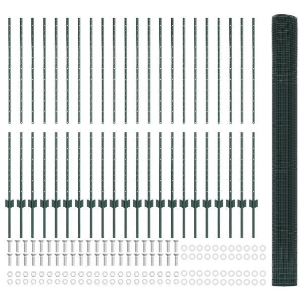 Cerca de Arame Soldado com 22 Postes Verde 1.4x50 m Aço M 5