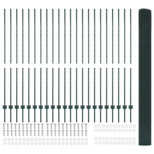 Valla de Malla Soldada  con 22 postes en U Verde 1.5x50 m de acero M 5