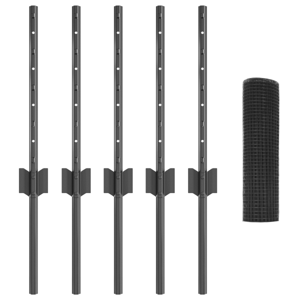 Cerca de Arame Soldado com 5 Postes U Cinza 0.4 x 10 m Aço M 3