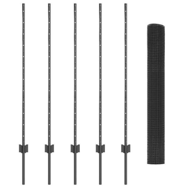 Cerca de Alambre Soldado con 10 Postes en Gris 1.2x10 m de Acero M 4